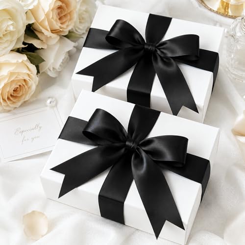 KINGLAKE Double Faced Black Satin Ribbon - 1-1/2 Inch x 50 Yards - color: Black