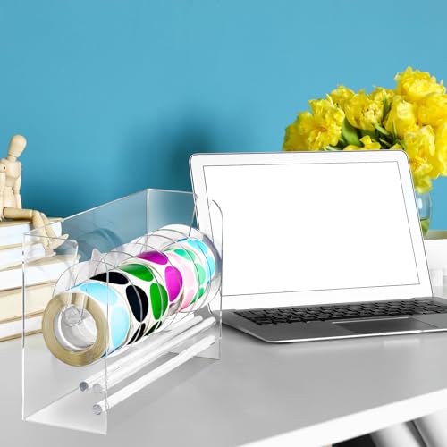 Qilery Sticker Holder Organizer Dispenser Acrylic Roll Label,7 Disks - style: 7 Disks