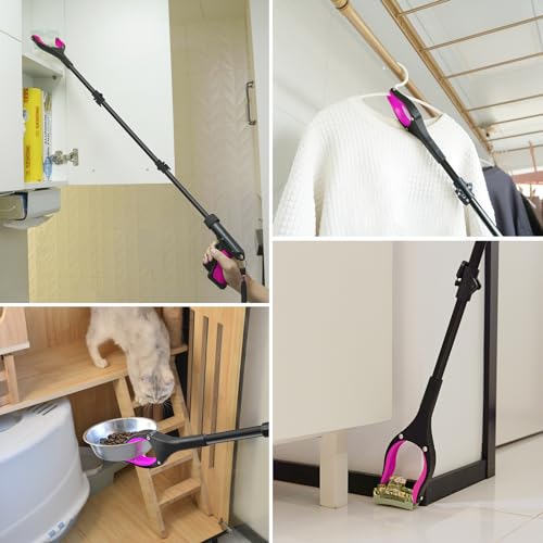 43" Foldable Grabber Reacher Pickup Tool for Seniors, Pink - size: 43-Inch