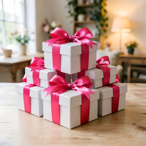 TONIFUL 7/8 Inch 100yd Hot Pink Satin Ribbon Christmas Gift Wrapping Ribbon - color: Rose Red, size: 7/8 in x 100 yds