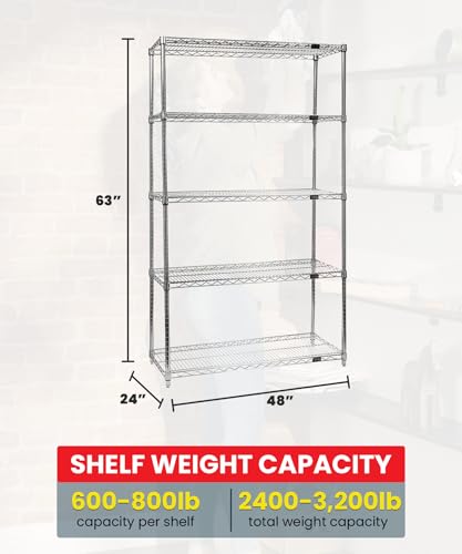 Quantum Storage Systems WR63-2448C Starter Kit Wire Shelves Chrome 4 Shelves 63" H x 48" W x 24" D - size: 63H x 48W x 24D