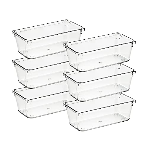 Ravinte 6 Pack Drawer Organizer, 3" x 6" Plastic Storage Bins - size: 3" x 6"