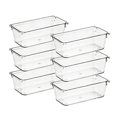 Ravinte 6 Pack Drawer Organizer, 3" x 6" Plastic Storage Bins - size: 3" x 6"
