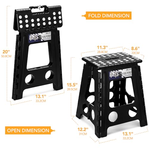 Delxo 16 Inch Folding Step Stool,Foldable Step Stool for Adults Black - color: Black, size: 16 Inch