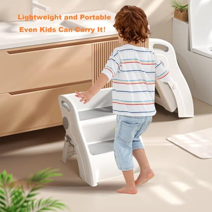 Foldable Toddler Step Stool for Bathroom Sink, Kids Step Stool