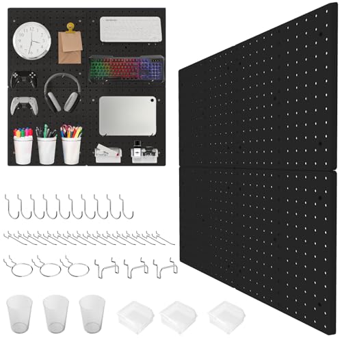 FZK Modular Plastic Peg Board Wall Organizer Kit, 12x12, Black - color: 12inch-Pegboard Kit-Black