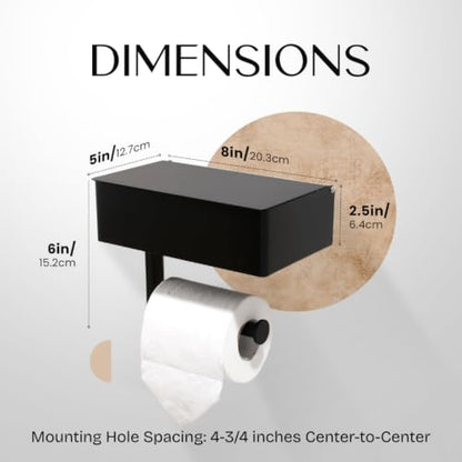 Day Moon™ - Toilet Paper Holder with Shelf & Storage - Wall Mount, Black - color: Matte Black