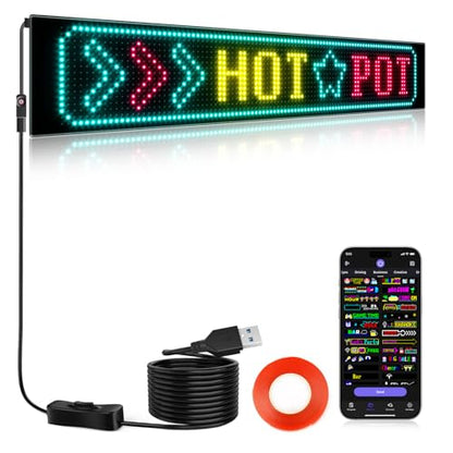 KJOY Programmable Huge Bright LED Signs, 27''x5'' USB 5V, Bluetooth App Control Custom Text Pattern Animation, Scrolling, Flexible LED Display for Car Store Party Bar Hotel - size: 27"x5"-1PCS