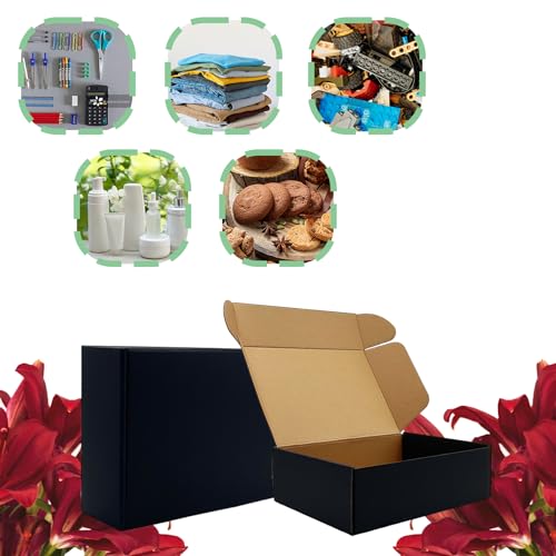 24 Pack 10x7x3 inch Black Shipping Boxes, Cardboard Packaging Mailing Boxes - size: 10x7x3 Inches