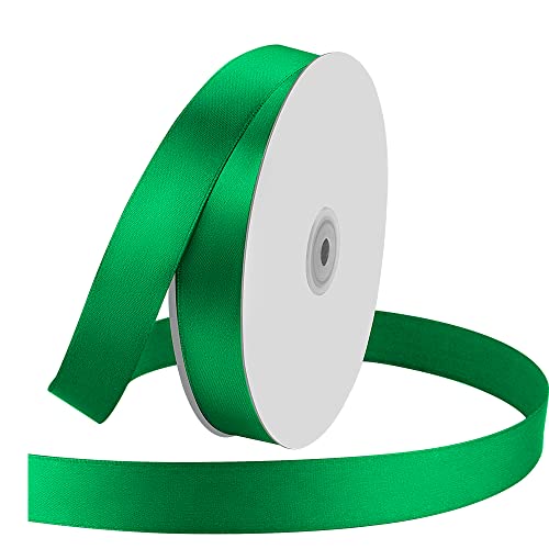 KMER LIFE 1" x 100 Yards Green Satin Ribbon Crafts Gift Wrapping - color: Green, size: 1" x 100 Yards