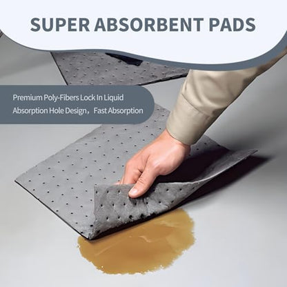 Oil Absorbent Pads - 9.8 x 13 Inch-Universal Leak, Drip, and Spill Control, Garage Accessories Absorbent Mat for Oil Water, Ideal for Extra-Heavy Spills 100 Pcs - size: 10 x 13 Inch