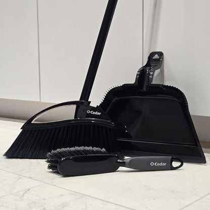 O-Cedar Strong Sweep Broom and Dustpan Set with Detail Brush | Indoor Outdoor Heavy Duty Stiff Bristle Broom | Step-On Dust Pan - size: Strong Sweep Broom and Brush