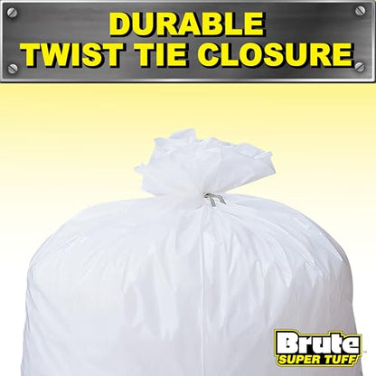 Brute Super Tuff Heavy Duty 2.2 MIL Kitchen Compactor Bags, Twist Tie Closure, White, Clean Fresh Scent with Odor Protect Technology, 20 Gallon, 20 Count (Pack of 6) - size: 20 Count (Pack of 6), style: Compactor (20 Gallon)