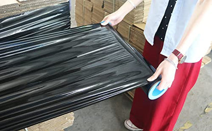 BOMEI PACK 1 Roll 1500ft Industrial Black Stretch Wrap 70 Gauge 15inch with 3inch Handles, Shrink Wrap Roll for Pallet Wrap, Durable Self-Adhering Packing, Moving, Heavy Duty - color: Black