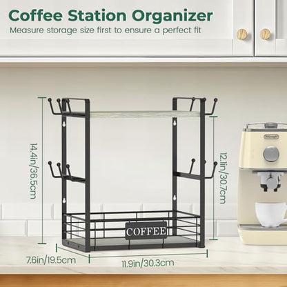 EsLuker.ly Coffee Mug Cup Holder Tree Bar Station Organizer, 2 Tier Light Grey - color: Light Grey + Black