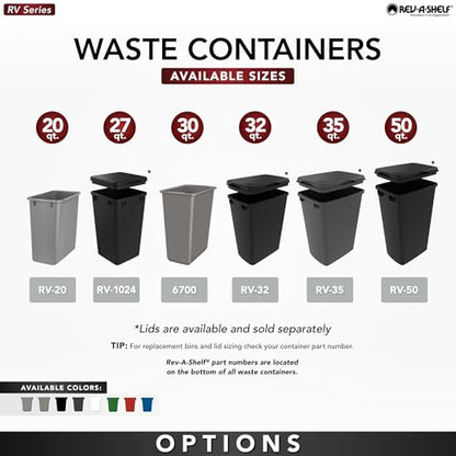 Rev-A-Shelf Polymer Replacement Waste Bin White-30 Quart - color: White