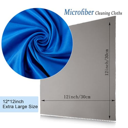 Frienda 12 Pack Large Glass Cleaning Cloth, Blue,Deep Gray - color: Blue,deep Gray