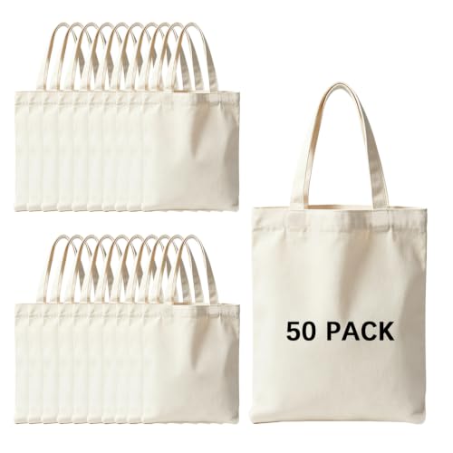 ORJ 13 * 15 inch Sublimation Blank Bags Bulk,Tote Bags for Sublimation, Canvas Tote Bags DIY Custom Shopping Bag - color: 32x37cm Beige Canvas Bag *50pcs