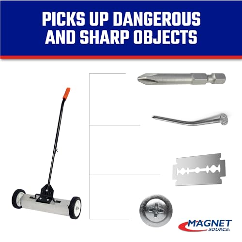 Master Magnetics Magnetic Sweeper with Wheels - Rolling Magnet Sweeper with Adjustable Handle - Powerful Magnetic Tool for Lawn and Shop Use - Pick Up Nails and Other Metal Debris - 18” - style: 18"