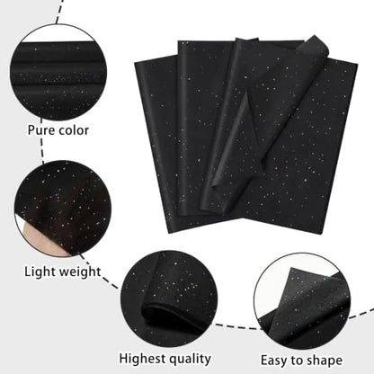 120 Sheets 14 x 20 Inch Black Glitter Tissue Paper for Gift Bags - color: Glitter Black