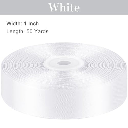 White Satin Ribbon, 1 Inch, 50 Yards - color: white
