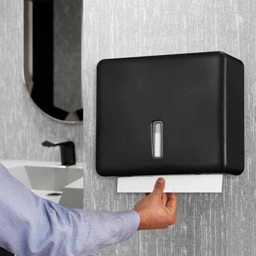Stardrix 2-Pack Multifold Paper Towel Dispenser Wall Mount (Black) – Large Capacity C-Fold, Trifold, and Folded Commercial Hand Towel Holder for Bathroom & Restroom – Adhesive or Screw Mounted - color: 2-pack Black