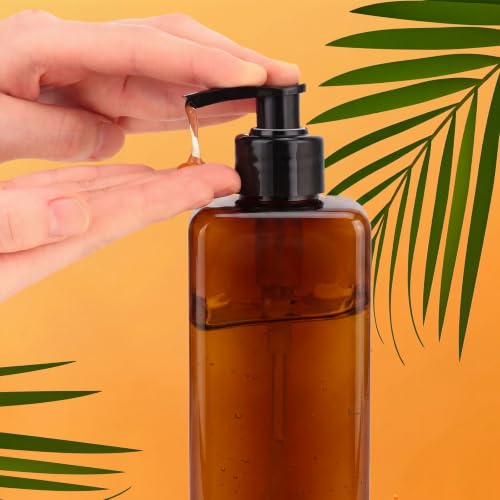 Zubebe 32 Pcs 16 oz Empty Plastic Pump Bottles Lotion Bottles with Pumps Clear Square Lotion Dispenser Refillable Shampoo Container for Massage Oil Liquid Soap Face Cream Moisturizer (Brown) - color: Brown