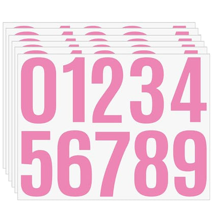 4” Waterproof Number Stickers 0-9, 6 Sheets Vinyl Address Labels for Mailbox, Street Sign, House Door, Outdoor DIY Numbering Decals, Self-Adhesive and Durable（pink） - color: Pink