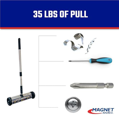 Master Magnetics Magnetic Sweeper with Wheels - Mini Push-Type with Release and Telescoping Handle - Powerful Magnetic Tool for Yard - Pick Up Nails and Other Metal Debris - Strong 35 lb Pull - 13” - style: 13"