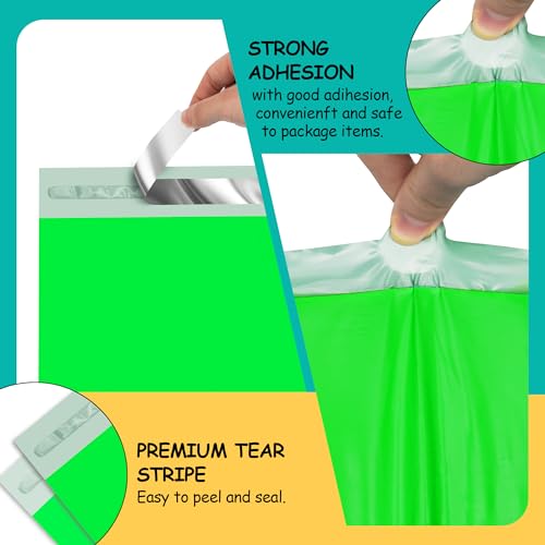 Poly Mailers 10 x 13 Inch, 100 Count, Green 2.4 Mil Self-Seal Bags
