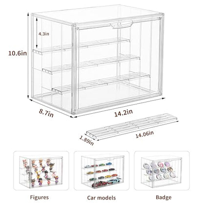 4 Layer Stackable Acrylic Figure Case for Collectibles Display Box,2 Pack - size: XL 2Pack-4tier
