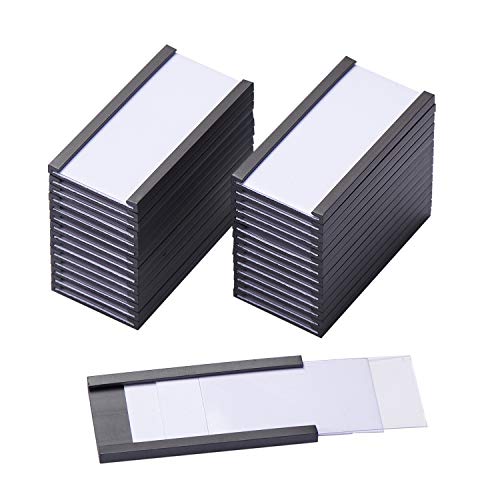 C Channel Magnetic Labels Holders, 50 Pack 1''x2'' for Metal Racks - size: 1 x 2 Inch