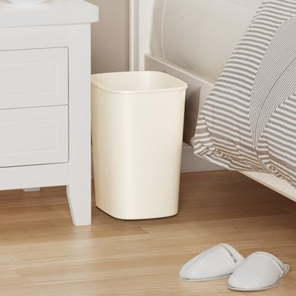 CEROELDA Bathroom Trash Can, 10L/2.6 Gal Small Garbage Can, Slim Plastic Waste Basket for Toilet, Office, Bedroom(Beige) - color: 1 Pack-No Lid-Beige