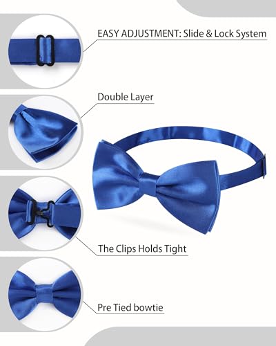 AWAYTR Bow Ties for Men - Pre-Tied Adjustable Tuxedo Style for Wedding - color: Royal Blue