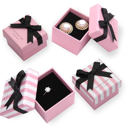 ShinyGift 24 Pcs Jewelry Gift Boxes Cardboard Jewelry Boxes Packaging Pink Square Gift Box for Ring Badge Brooch Earring Display (pink) - color: pink