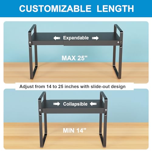 Expandable Cabinet Shelf Organizer, 9 Inch Deep, Black, 1 Pack - color: Black, size: 9" Deep | 1-Pack