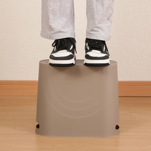 rejomiik Small Bathroom Trash Can, 3.5 Gallon Slim Garbage Can, Khaki - color: Khaki, size: 1 pack