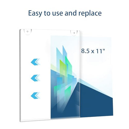 Wall Mount Acrylic Sign Holder 8.5 x 11 Vertical，Clear Plastic Picture Frame, Photo Menu Flyer Display Holders for Office Home Hotel Business Store with Adhesive Tape