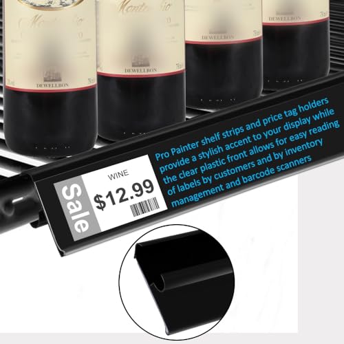 100 Pack Shelf Label Strip Sign Holders for 26”L Dbl. Wire Cooler Shelves