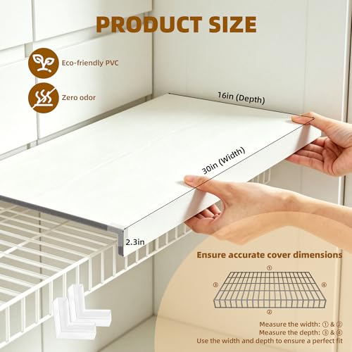 Wire Shelf Covers, 5pcs PVC Wire Rack Cover for Pantry & Closet Shelving - color: White, size: 30*16*2.3