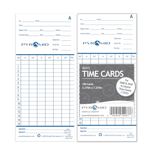 Pyramid Time Systems - Authentic Time Cards (42415) - 100 Cards - size: 100 pk