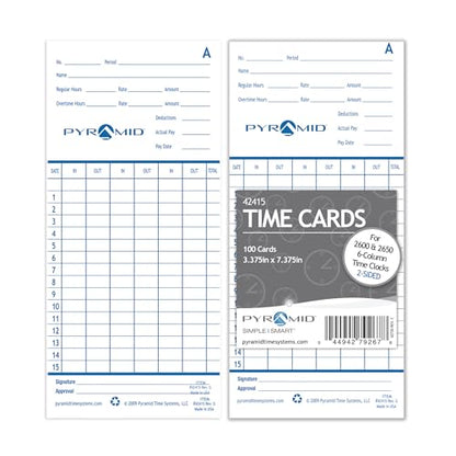 Pyramid Time Systems - Authentic Time Cards (42415) - 100 Cards - size: 100 pk