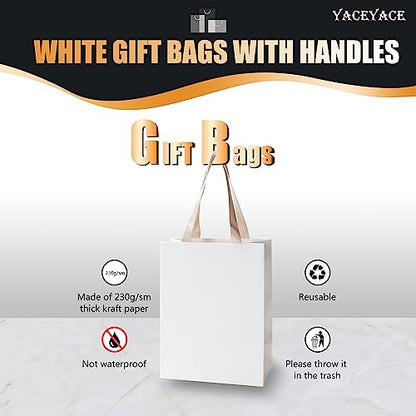 White Gift Bags, 10Pcs 8x4.25x10 White Kraft Paper Bags - color: White, size: 8x4.25x10.5 Inch (Pack of 10)