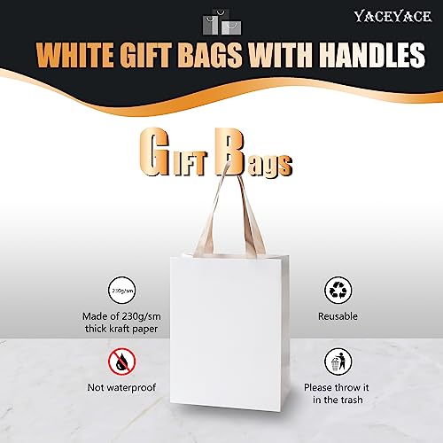 White Paper Gift Bags 20Pcs 8"x4.25"x10.5" White Kraft Paper Bags - color: White, size: 8x4.25x10.5 Inch (Pack of 20)