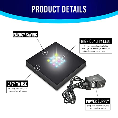 16 LED Multi-Color Light Stand Base- Lighted Acrylic Display, Crystal Display, Trophy & Art Hologram, 3D Pedestal Stand for Crafts, & Other Special Centerpieces, 4.5V AC/USB Adapter, Matte Black - style: Multi-Color Light
