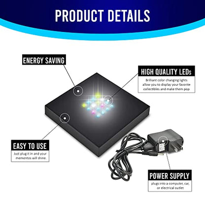 16 LED Multi-Color Light Stand Base- Lighted Acrylic Display, Crystal Display, Trophy & Art Hologram, 3D Pedestal Stand for Crafts, & Other Special Centerpieces, 4.5V AC/USB Adapter, Matte Black - style: Multi-Color Light