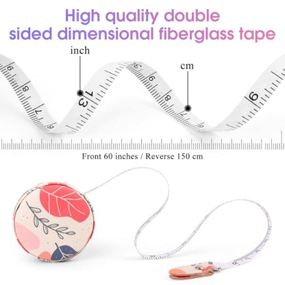 Retractable Mini Leather Tape Measure, Auto Retract Bohemian - color: Bohemian Leaves