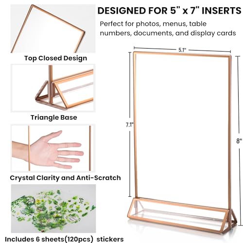 5x7 Acrylic Sign Holders, 6 Pack Rose Gold Picture Frames for Table Numbers - color: Rose Gold, size: 6 Pack 5x7 Inch