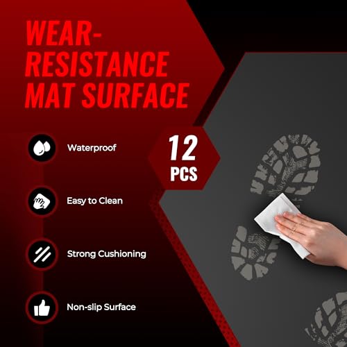 SUPERJARE 0.79'' Extra-Thick 24 Pcs 96 Sq Ft Exercise Equipment Mats - color: Black, size: 24 Tiles (96 Sq Ft)