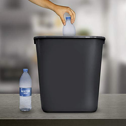 Acrimet Wastebasket 6.75 Gal / 27 Qt, Deskside Trash Bin, Black, 4-Pack